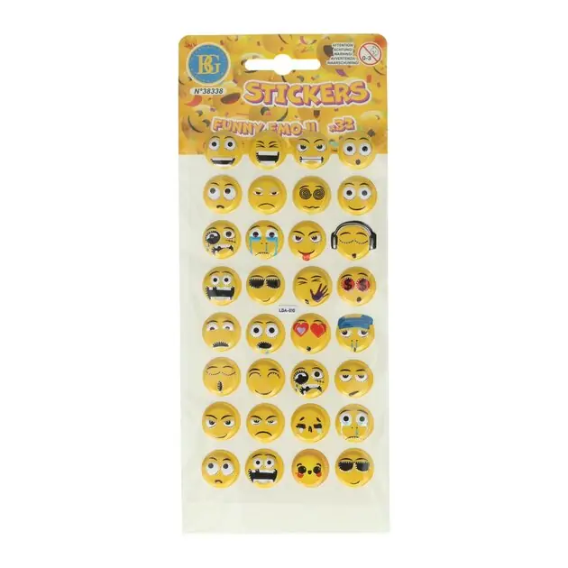 3D Stickers - 32 Lachgezicht Stickers Betrouwbaar