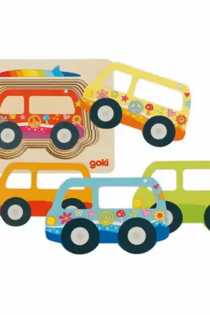 Beperkte Voorraad Goki Houten Lagenpuzzel Auto, 5st.