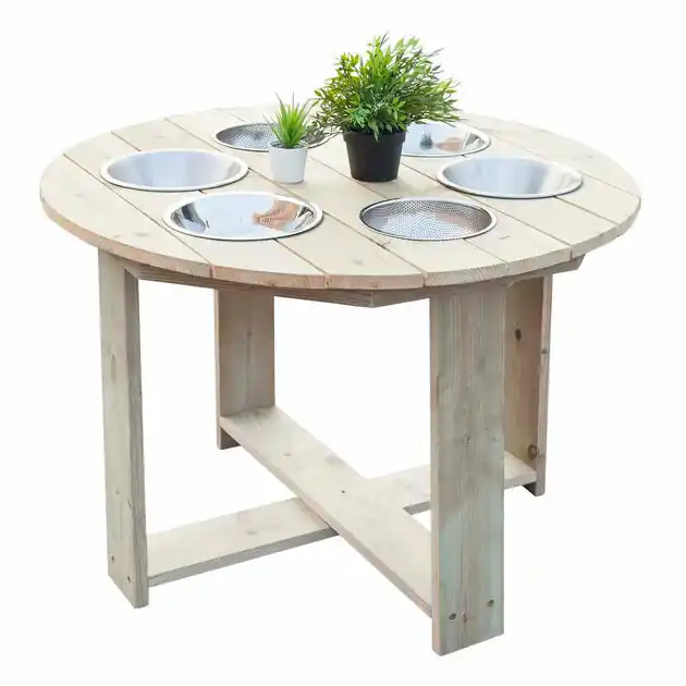 Classic World Houten Zand- en Watertafel Rond met 6 Bakken Gratis Retour