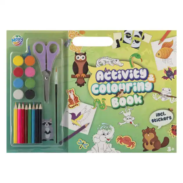 Kleur en Activiteitenboek Dieren - Inclusief Verf, Potloden, Schaar en Stickers Betrouwbaar