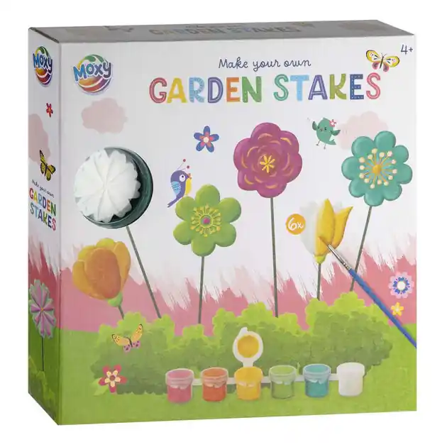 Dagaanbieding Maak-je-eigen Tuinprikkers incl. 6 Verfkleuren & 1 Kwast