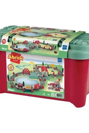 Merkproduct Ecoiffier Abrick Bouwset Treinbaan - station en Accessoires - 140dlg.