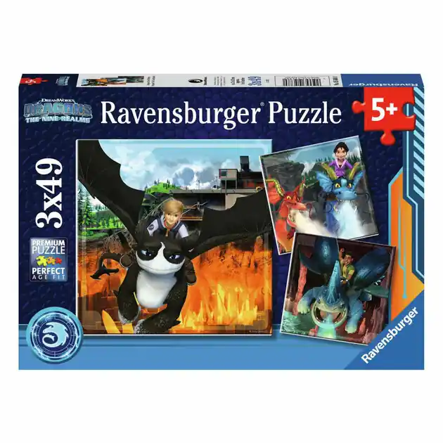 Ravensburger Dragons The Nine Realms Legpuzzel, 3x49st. Laatste Kans