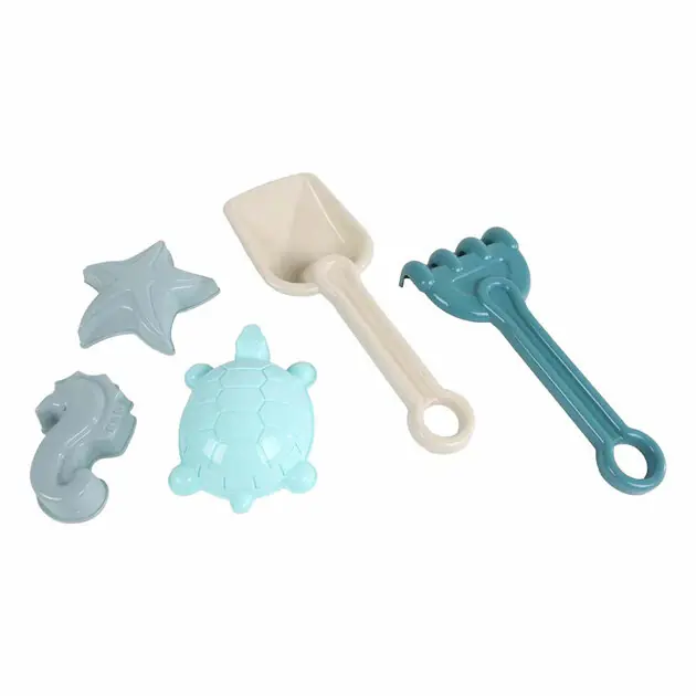 Superprijs Schepje met harkje en 3 zandvormen Pastel Blauw