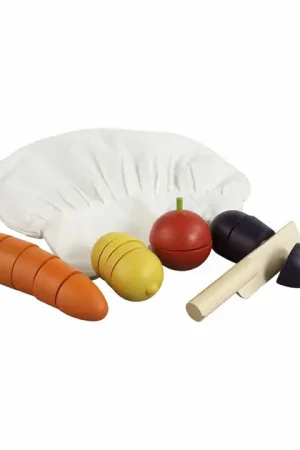 Primi Passi - Houten Snijgroente Set met Koksmuts Nu Kopen