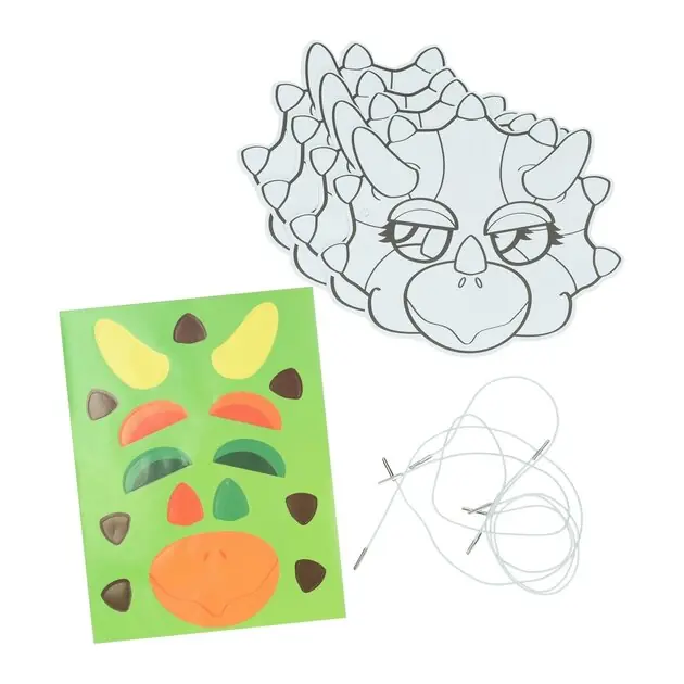 Kleur je eigen Masker Dino - 4 Maskers Finale Uitverkoop