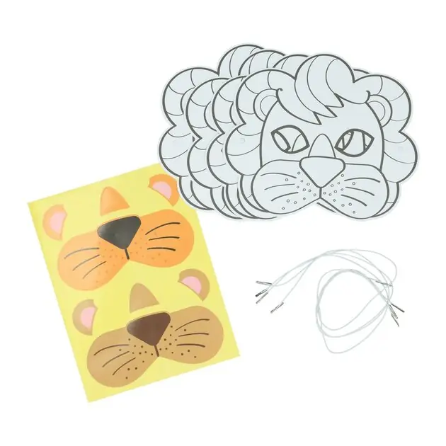 Flitsaanbieding Kleur je eigen Masker Leeuw - 4 Maskers