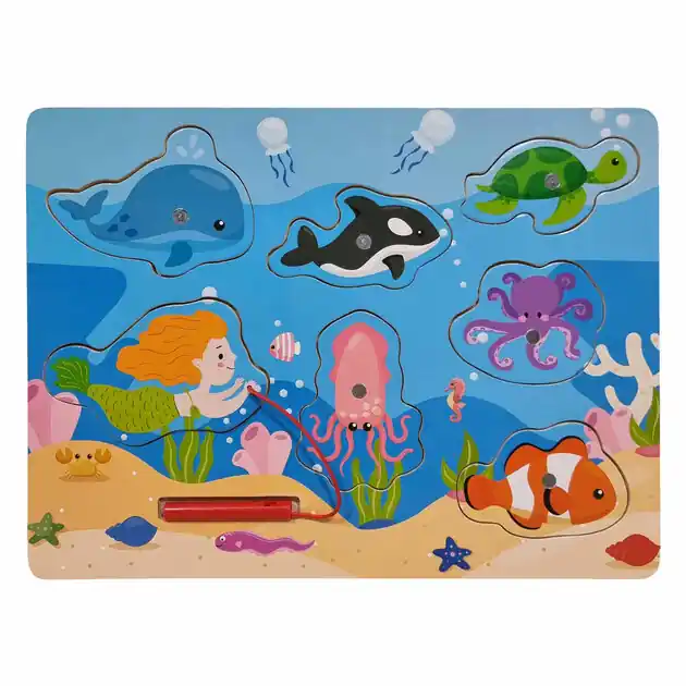 Op = Op Houten Legpuzzel en Visspel - 7st.