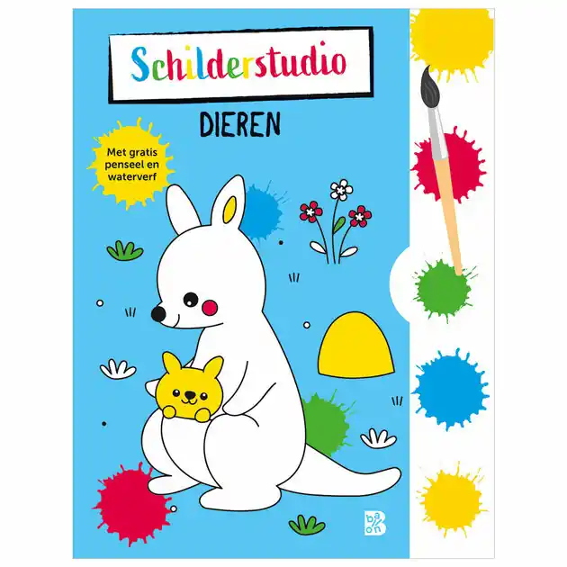 Kleurboek met Verfpalet en Penseel Dieren Direct Verzonden