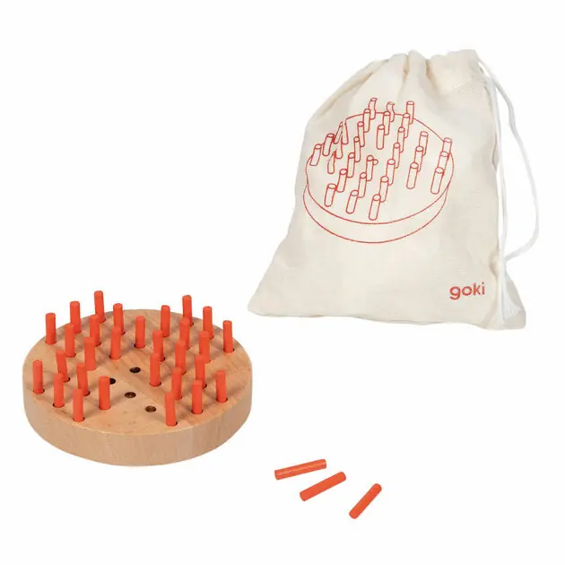 Goki Houten Solitaire Spel in Katoenen Opbergzakje Koopje
