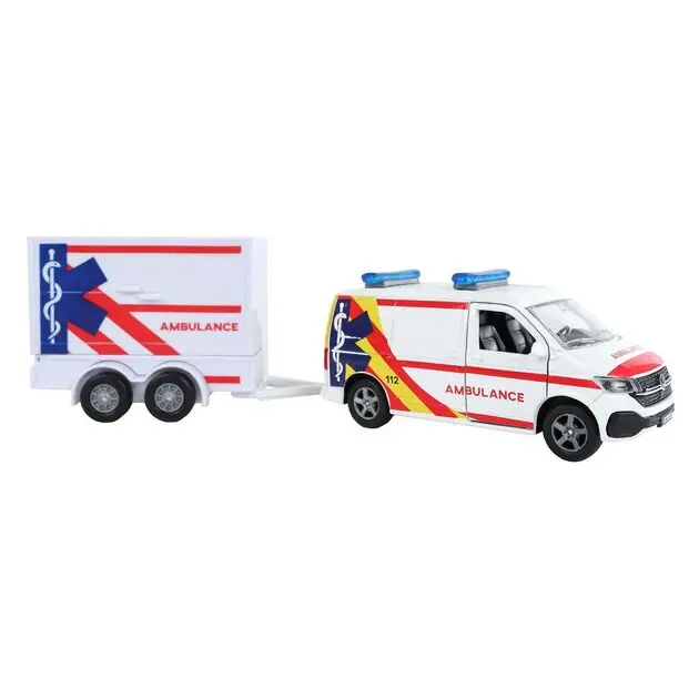 Kids Globe VW Transporter Ambulance met Aanhangwagen Speciale Aanbieding