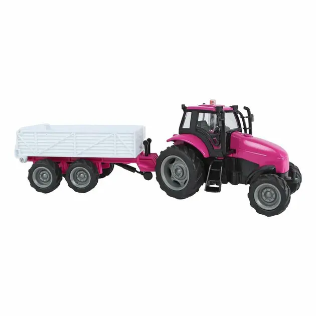 Kids Globe tractor met Aanhanger Die Cast met Licht en Geluid - 25cm Speciale Aanbieding