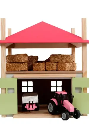 Kids Globe Houten Hooiberg met Berging 1:32 - Roze Gratis Retour