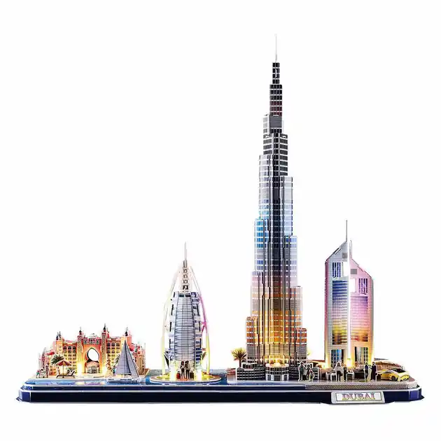 Rechtstreeks Van De Fabrikant Cubic Fun 3D Puzzel City Line Dubai met Led Verlichting