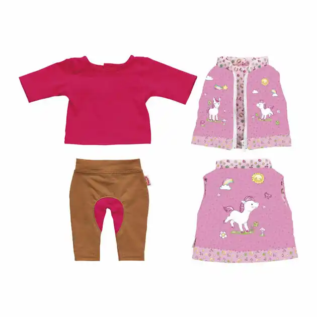 Actieprijs Poppenoutfit Paardrijden - Eenhoorn, 28-35 cm