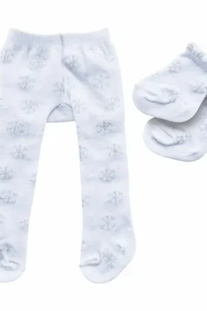 Voordeelprijs Poppenmaillot met Sokken - Sneeuwvlokken, 28-35 cm