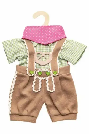 Bestseller Poppenkleding Lederhosen met Overhemd en Sjaal, 28-35 cm