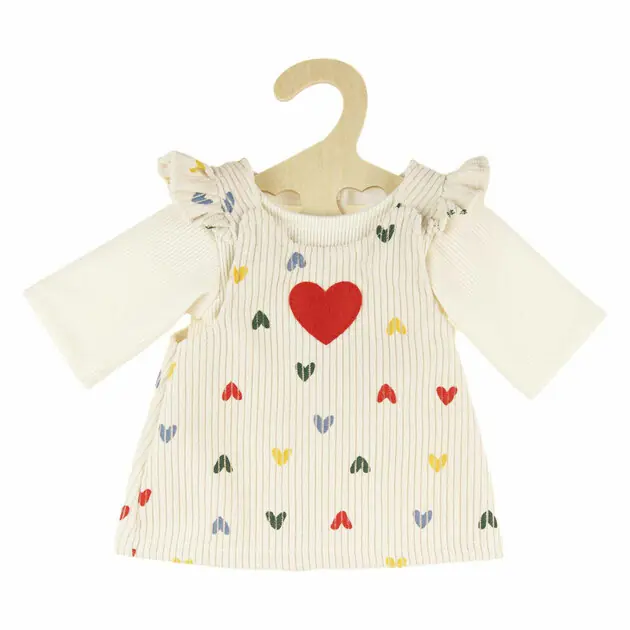 Poppen Ribfluwelen Jurk Hartjesconfetti, 28-35 cm Alleen Vandaag
