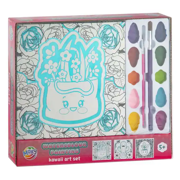 Alleen Vandaag Aquarel Schilderen Kawaii Art Set - 3x Canvas Plantjes