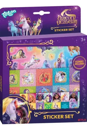 Superprijs Totum Unicorn Academy Stickerset - 3 Vellen + 1 Achtergrond
