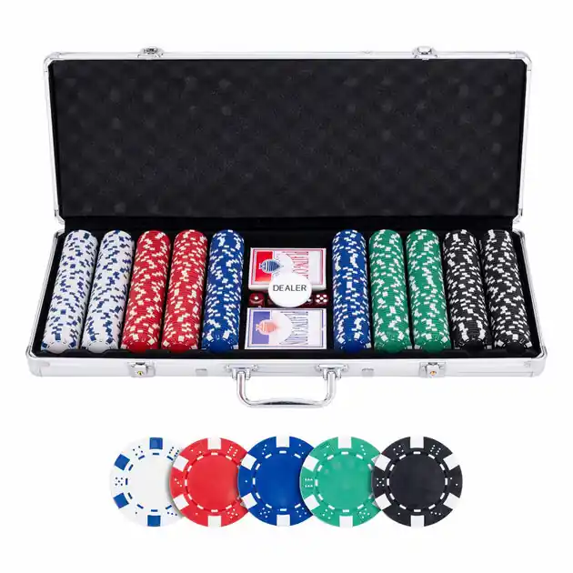 Tijdelijk Beschikbaar Pokerset in Zilveren Koffer - 500 chips 11,5gr.
