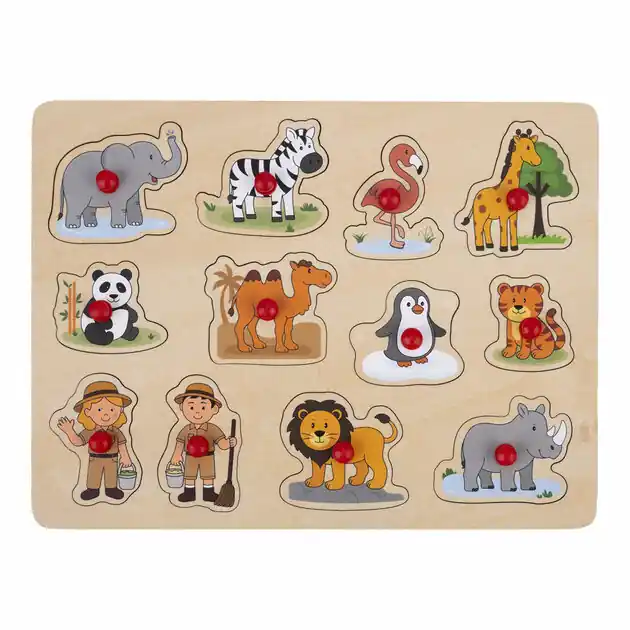 Noppenpuzzel Dierentuin - 12st. Merkproduct