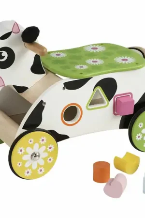 Merkproduct Primi Passi - Houten Vormen- en Loopwagen Koe