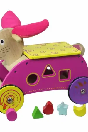 Direct Beschikbaar Primi Passi - Houten Vormen- en Loopwagen Konijn Roze