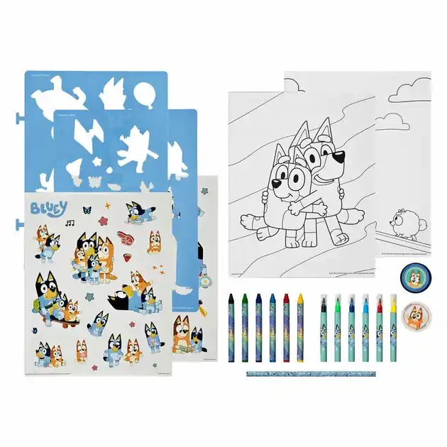 Stencil en Kleurset Bluey - 49dlg. Favoriet