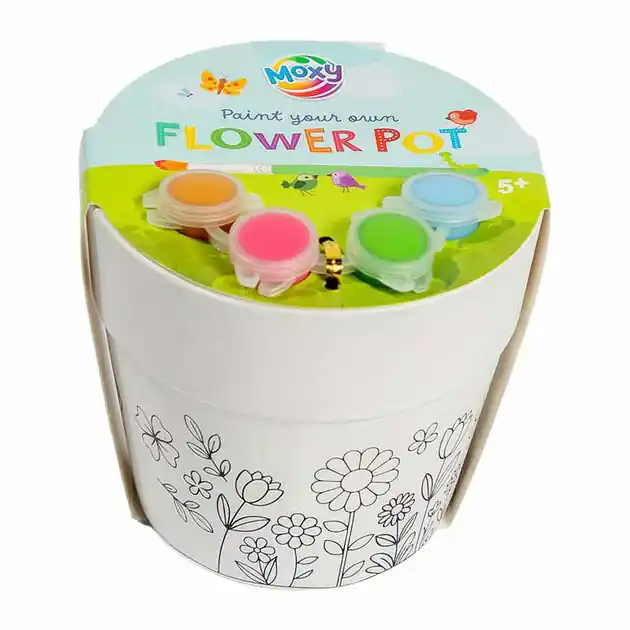 Betrouwbaar Verf-je-eigen Bloempot - incl. 4 Verfkleuren & 1 Kwast