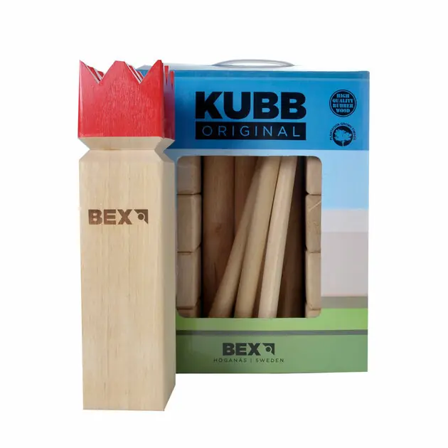 Veilige Betaling Kubb Original Rubberhout met Rode Koning