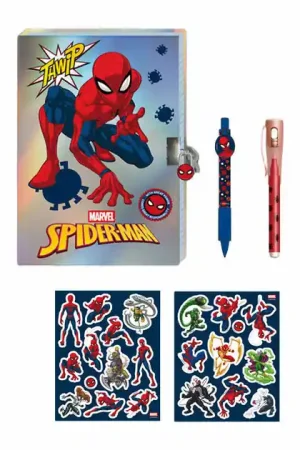 Superprijs Spiderman Dagboek met Slot, Magische Pennen en Stickers