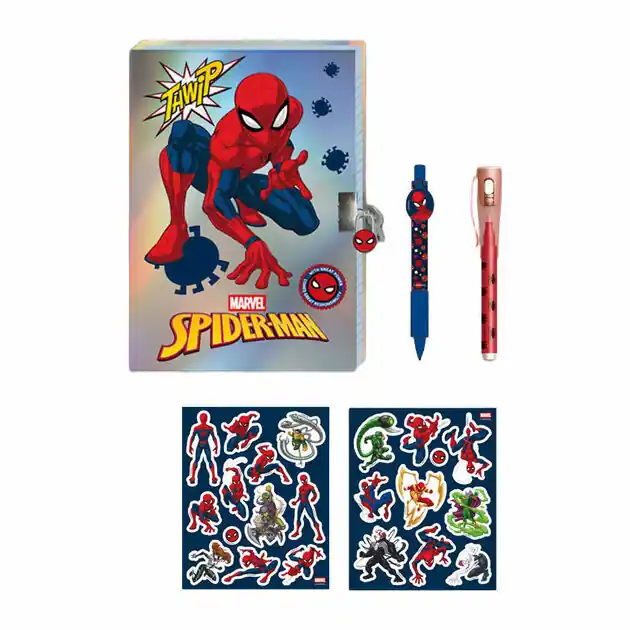Superprijs Spiderman Dagboek met Slot, Magische Pennen en Stickers