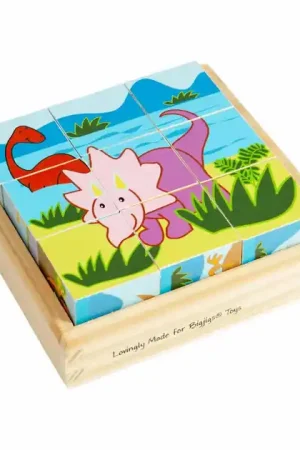 Bestel Nu Bigjigs Houten Blokpuzzel Dinosaurus - 9st.