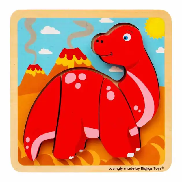 Bigjigs Houten Vormenpuzzel Diplodocus - 4st. Shop Nu