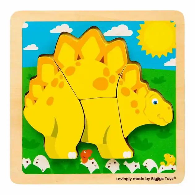 Actieprijs Bigjigs Houten Vormenpuzzel Stegosaurus - 4st.