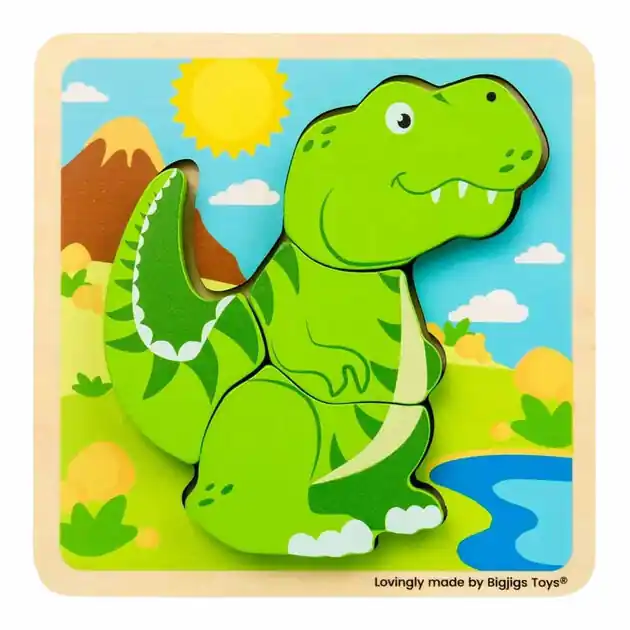 Laatste Kans Bigjigs Houten Vormenpuzzel T-Rex - 4st.