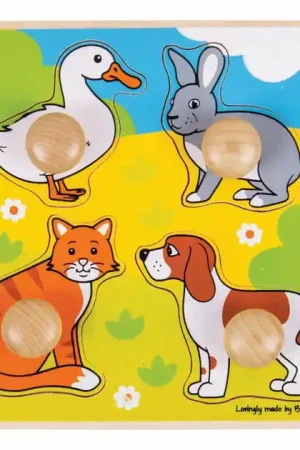 Bigjigs Houten Mijn Eerste Noppenpuzzel Huisdieren - 4st. Seizoensaanbieding