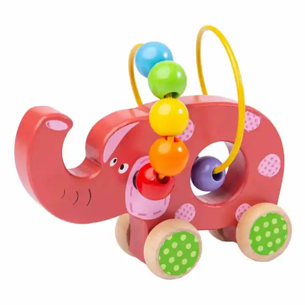 Bigjigs Houten Duwfiguur Olifant met Kralenspiraal Koop Online