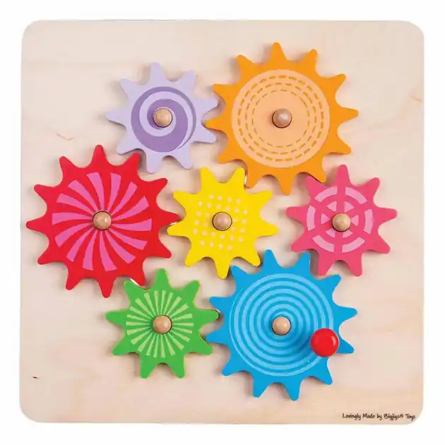 Bigjigs Houten Tandwielen Puzzel - 7st. Gratis Retour
