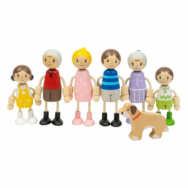 Bigjigs Houten Poppenhuis Familie - 7dlg. Direct Verzonden