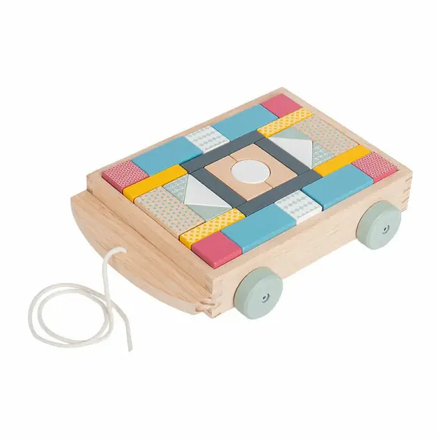 Bigjigs Houten Blokkenwagen - 29dlg. Veilige Betaling