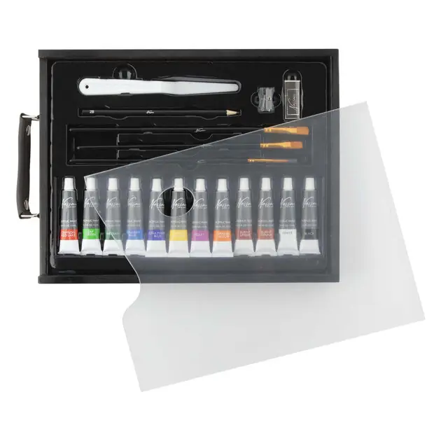Nassau Zwarte Houten Koffer Acryl Set - 21dlg. Gereduceerde Prijs