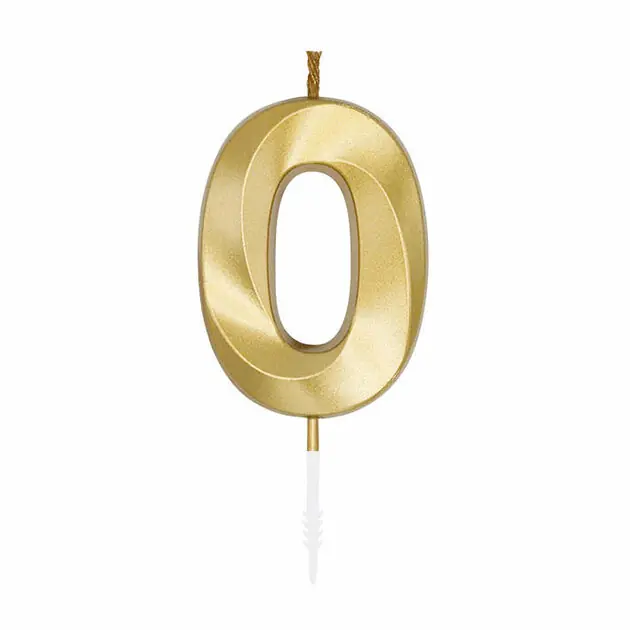 Taartkaars 6cm Metallic Goud no. 0 Flitsaanbieding