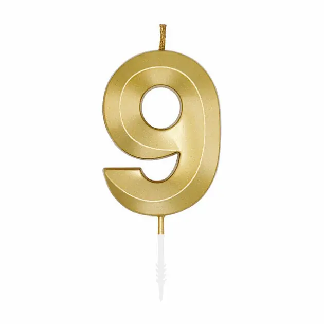 Lage Kosten Taartkaars 6cm Metallic Goud no. 9