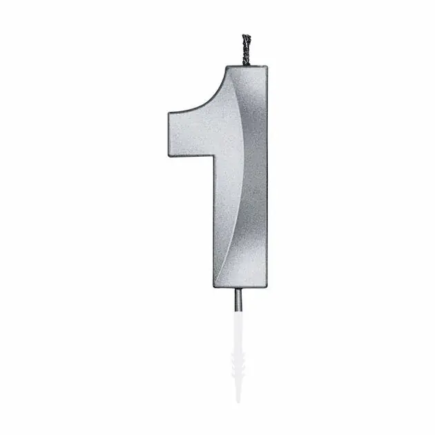 Dagaanbieding Taartkaars 6cm Metallic Zilver no.1