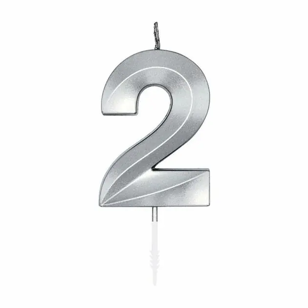 Exclusieve Aanbieding Taartkaars 6cm Metallic Zilver no.2