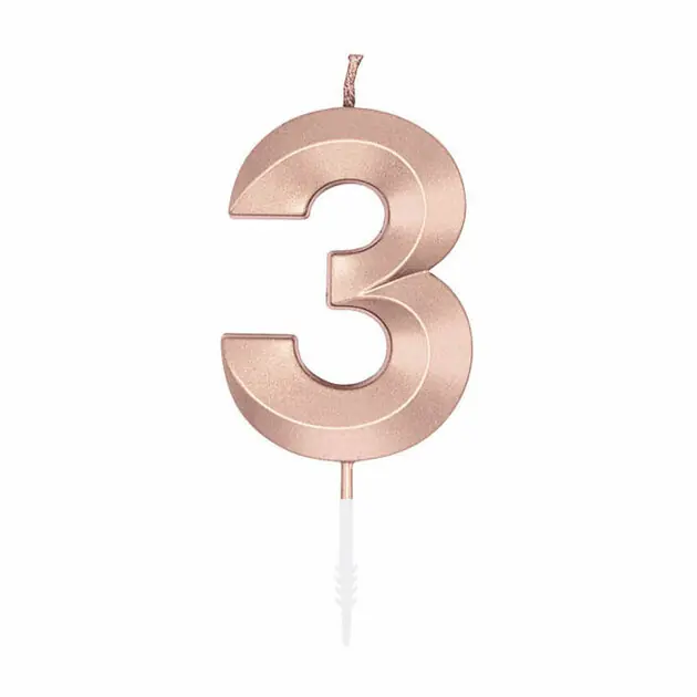 Direct Verzonden Taartkaars 6cm Metallic Rose Goud no. 3