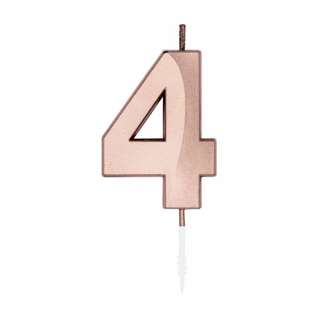 Taartkaars 6cm Metallic Rose Goud no. 4 Betrouwbaar
