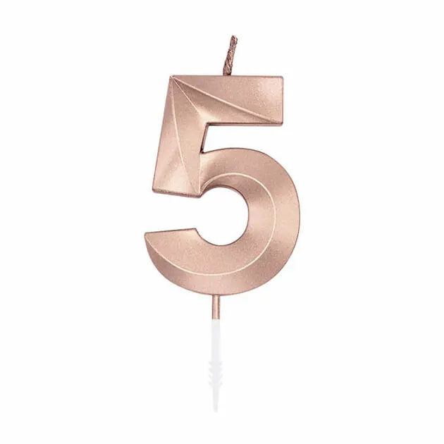 Beste Prijs Taartkaars 6cm Metallic Rose Goud no. 5